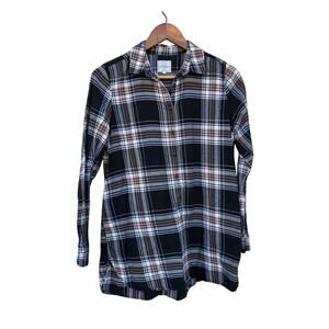 Fat Face Plaid Flannel Shirt Black Size 6